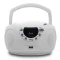 hPlay P16 Portable CD Player Boombox with Bluetooth, White | CD/CD-R/MP3-CD, FM Digital Radio, USB/MP3 Playback, Aux-In & Headphone Jack, AC/Battery Powered
