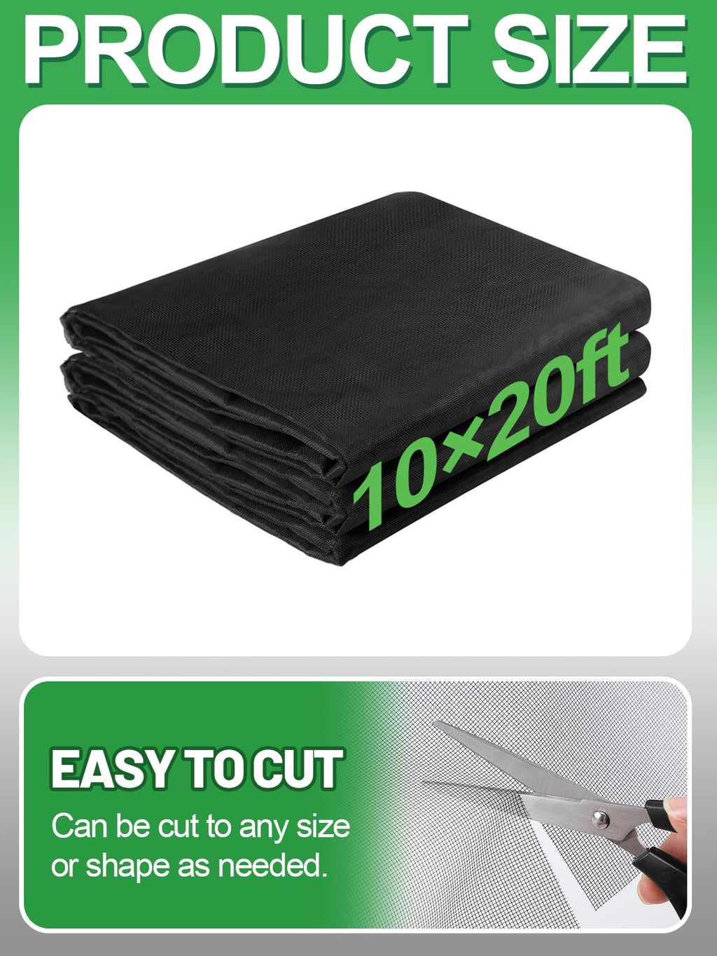 10x20ft Strong PP Nanocomposite Mosquito Net Garden Netting, Black | Clear View, Ultra-fine Mesh, Tear-resistant, Bird Insect Pest Barrier Screen, Patio/Balcony/Porch/Raised Beds/Tree Protection