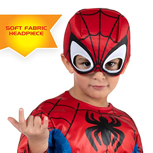 MARVEL Official Toddler Deluxe Halloween Costume - Premium Quality Padded Jumpsuit and Fabric Headpiece (3T-4T)