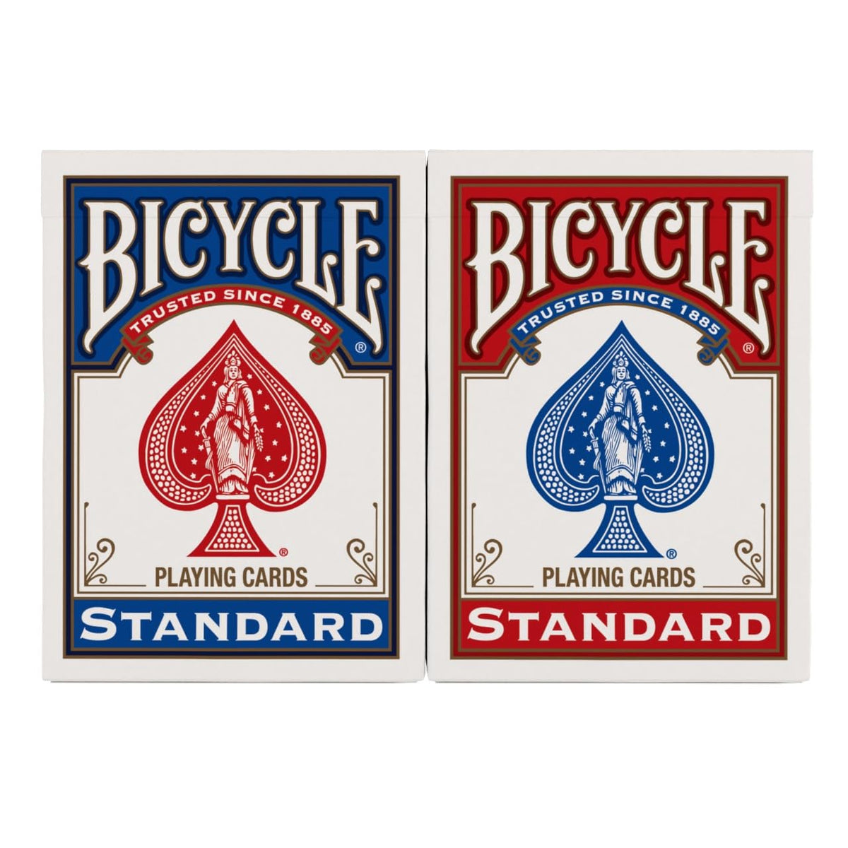Bicycle Playing Cards 2 Pack Standard Poker Size Red and Blue | Air-cushion finish, Over 130 years trusted, 52 cards plus 2 Jokers per deck, Great for poker and rummy