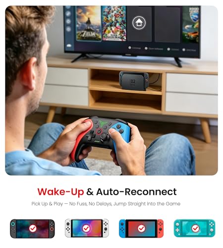 Wireless Switch Controller for Nintendo Switch/Switch 2/Lite/OLED Controller, Switch Controller with a Mouse Touch Feeling on Back Buttons, Extra Switch Pro Controller with Wake-up,Programmable, Turbo Function