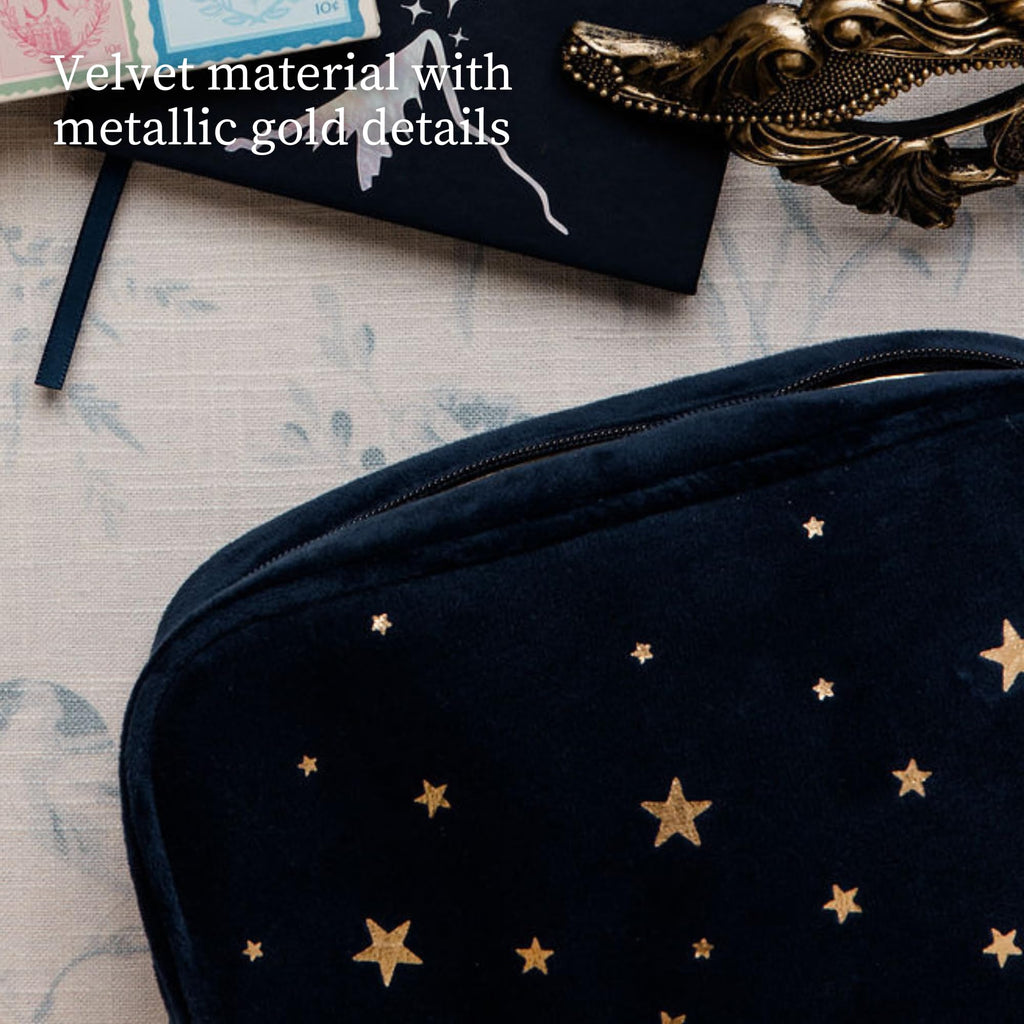 Sarah J. Maas A Court of Thorns and Roses Velvet Pouch, Night Court | Officially Licensed Sarah J. Maas ACOTAR Bag with Mountain Zip Pull & Gold Lamé Lining, Book Sleeve Size Travel & Pencil Case