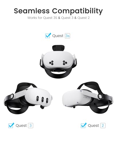 Kawaye for Meta Quest 3S/Quest 2/Quest 3 Head Strap, Adjustable Halo Strap Replacement for Elite Strap, VR Headset Strap Enhanced Support&Comfort Reduce Facial Pressure