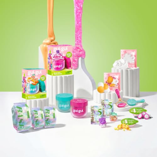 GUI GUI Fruity Glow Slime Kit, Crunch & Gloss Scented Slimes | Includes Gua Sha, Beauty Scoop, charms, booster, and collectible figurine in a slime kit for girls