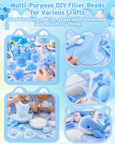 FIVEIZERO Rice Beads for Slime, 5mm Translucent Fishbowl Beads for Squishy | 400G Rice Beads For Crunchy Slime, Add Texture & Visual Appeal, Ideal For Slime Add Ins, DIY, Vase Fillers & Table Decor