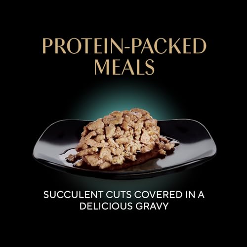Sheba Perfect Portions Cuts Wet Cat Food, Multipack, 2.6 oz, 24 ct | Chicken, Salmon & Turkey cuts in gravy, grain-free, protein-rich, no corn/soy, essential vitamins & minerals, twin-pack trays