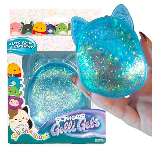 Horizon Group USA Slimygloop Gelli Gels, Blue Squishmallows | Slow-Flow Glitter Squishy Sensory Toys, Squeeze Stress Ball for Kids and Teens, Satisfying Sugar Squish Fidget