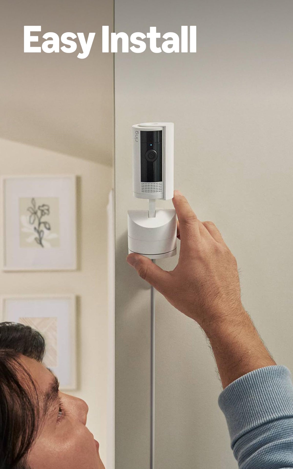 Ring Pan-Tilt Indoor Cam — See all around your home or business with 360° pan coverage, HD video, plus Two-Way Talk (2024 release), White