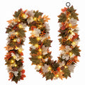 Luxspire 6 FT Fall Garland with Lights and Timer for Fall Decor | Fall Leaves Garland with Lights, Berries Maple Leaves Pinecones, Fall Decorations for Home Mantle Porch Window Stair Railing