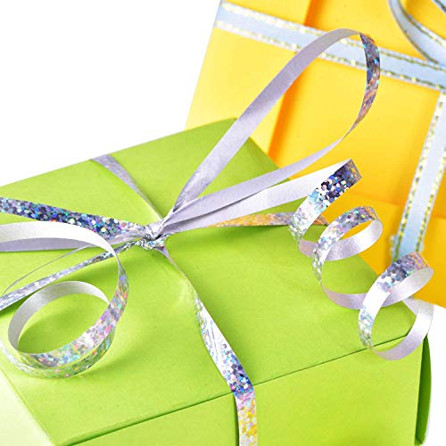 BEISHIDA 500 Yards Silver Ribbon Curling Crimped, Balloon String Shiny Metallic Roll for Gift Wrapping Ribbon for Birthday Party Festival Art Craft Decor Florist Flowers Decoration
