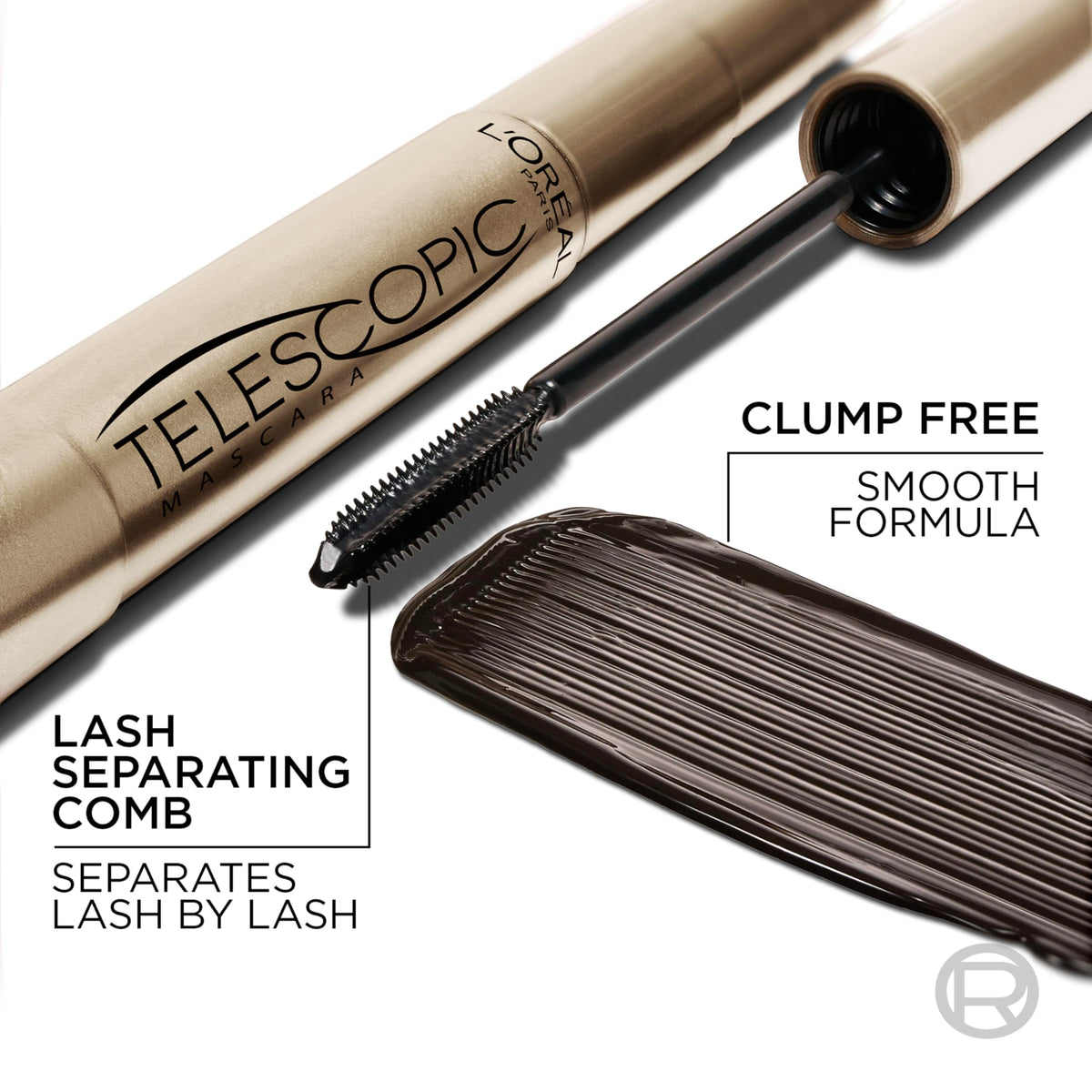 L’Oreal Paris Original Telescopic Mascara, Lengthening, Blackest Black | Extreme Lengthening Mascara For Lash By Lash Separation, Clump-Free, Smooth Formula, Up to 24HR Wear