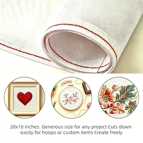 Needlepoint Canvas 13 Mesh 20"x18" White Cotton Blank for Embroidery | White cotton 13 mesh needlepoint canvas, stiffened even weave, holds stitches for embroidery, cross-stitch, needlework.