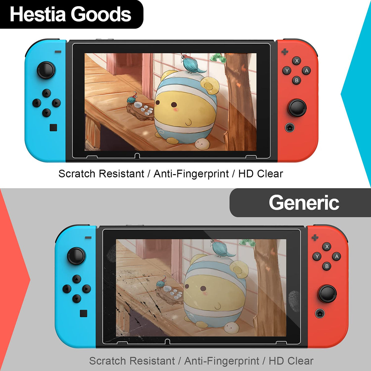 daydayup 3-Pack Tempered Glass Screen Protector for Nintendo Switch 1 2017 | 9H Scratch Resistance, 99.9% HD Clarity, Oleophobic Coating, 3DS Screen Protector, Fingerprint Resistant