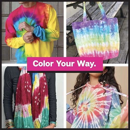 Tulip One-Step Tie Dye Party Kit, 18 Bottles, 14 Colors | 18 Prefilled 2.75 fl oz Bottles, Gloves, Rubber Bands, 2 Project Guides, Large Group Activity, Permanent Fabric Dye