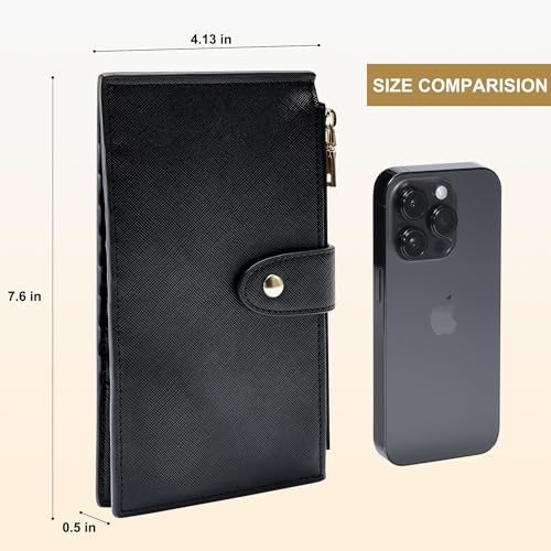 Travelambo RFID Wallet Women Large Size Bifold Multi Card Wallet Case with Zipper Pocke Credit Card Holder for Women