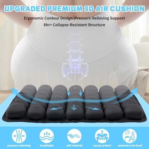 Vewxebo Sondor Travel Seat Cushion- Airplane seat Cushion for Long Flights | Inflatble seat cushion for Office，Chairs,Car and Wheelchair.Portable and Ergonomically Designed Cushion.