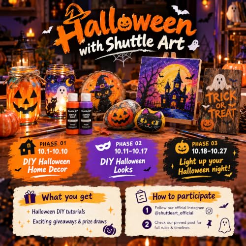 Shuttle Art Acrylic Paint, 36 Colors Acrylic Paint Set with Brushes & Palette, 2oz/60ml Bottles, Rich Pigments Non-toxic for Artists Kids & Adults, Painting on Canvas Rocks Ceramic Wood