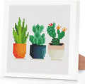Tiwabb Succulent Stamped Cross Stitch Kits for Adults Beginners with Frame | Cactus Partial 11CT Cross-Stitch,DIY Arts and Crafts for Adults,Embroidery Kit for Adults Beginners for Decor and Gift 7x7 in