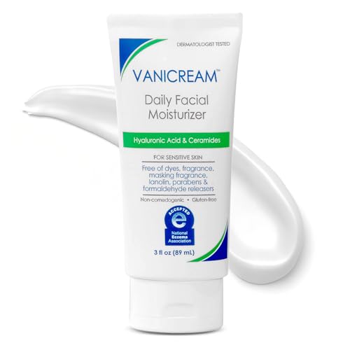 Vanicream Daily Facial Moisturizer, Lightweight, Non-Greasy, 3 Fl Oz | Formulated Without Common Irritants for Sensitive Skin, Moisturizing Face Cream with 5 Key Cermides and Hyaluronic Acid