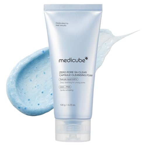 medicube Facial Cleanser Zero Pore Capsule Foam Cleanser | Daily Gentle Face Wash for Pore, Blackhead & Skin Texture Care, AHA BHA PHA for Deep Cleansing, Korean Skincare, 4.23 oz