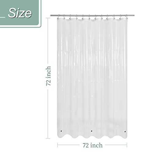 Mrs Awesome Clear Shower Curtain Liner with 3 Magnets, 72x72 | 12 Rustproof Grommets, Premium Flexible Sturdy Plastic Shower Curtain for Bathroom Lightweight, Waterproof,72W x 72H