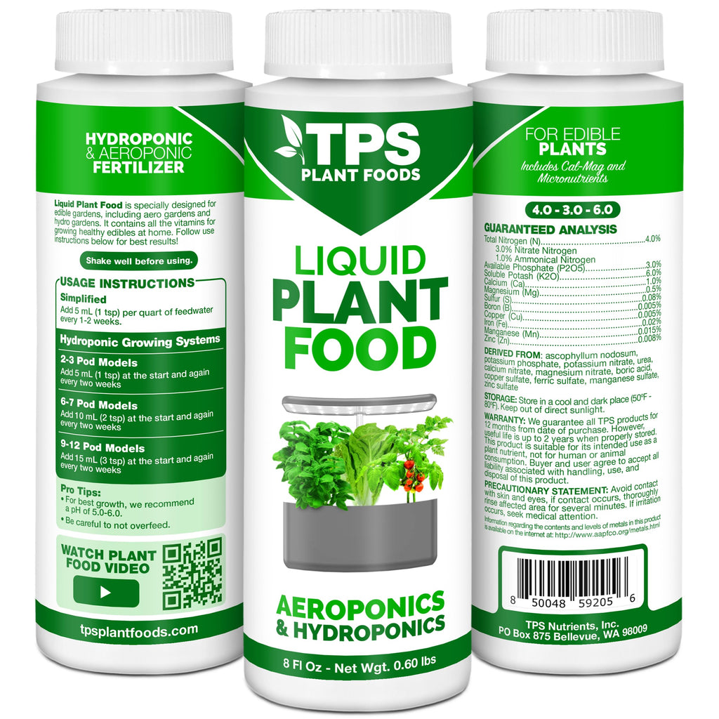 Liquid Plant Food - Fertilizer for AeroGarden & Hydroponic Systems, 8 oz | Complete Nutrition for Strong Growth, IDOO Compatible, Reservoir-Safe Formula, Supports Root Development, For Veggies & Herbs