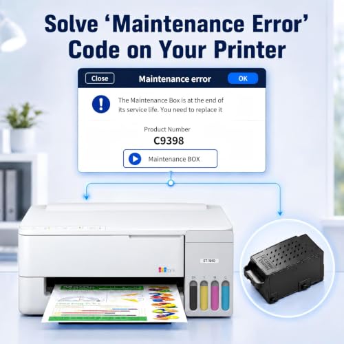 C9398 Ink Maintenance Box Compatible with ET-2418 ET-2900 ET-2903 ET-4903 | ET-1910 ET-1913 ET-2410 Printer, High Capacity, New Chip 100% Compatible C9398 Maintenance Box