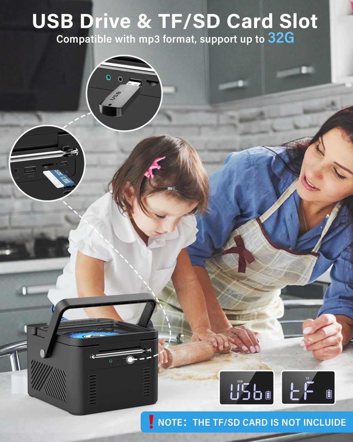 Sunoony Boombox Cassette CD Player Combo with Bluetooth, 5000mAh Battery | Rechargeable Cd and Cassette Player for Home,FM Radio/Remote Control/Tape Recording/AUX/TF/USB/Earphone Jack for Kids, Gift