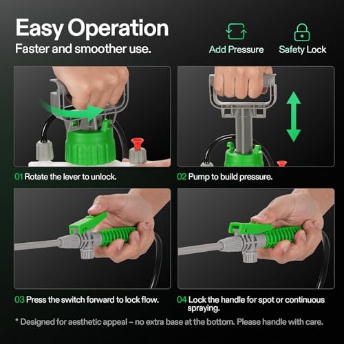VIVOSUN 1 Gal/4L Pump Sprayer, Garden Water Sprayer | for Plants, Weeds & Lawn Care, with 3 Nozzles, 50'' Long Hose & Pressure Relief Valve