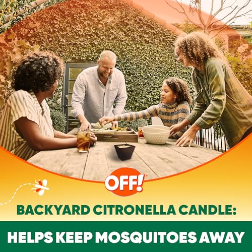 OFF! Backyard Citronella Outdoor Candle, 8 oz (2-Pack) | Reduces the Presence of Mosquitoes and Insects, Up to 30 Hour Burn Time Per Candle, Patio and Backyard Use, Ambient Glow