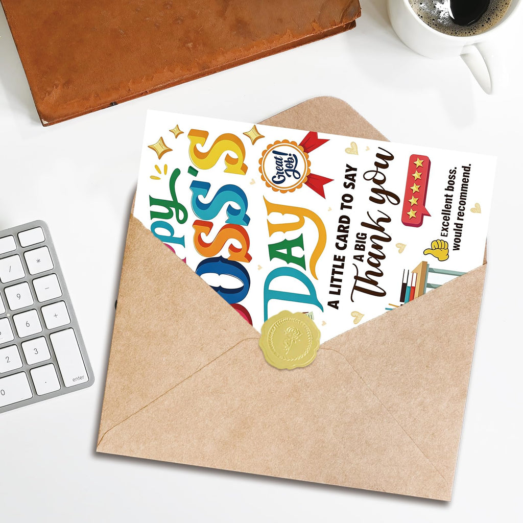 Zyulin Boss Day Card, Happy Boss's Day Card Gifts for Men Women | Thank You Boss Day Card with 5-Star Leader Message, Funny Boss Appreciation Card from Employees