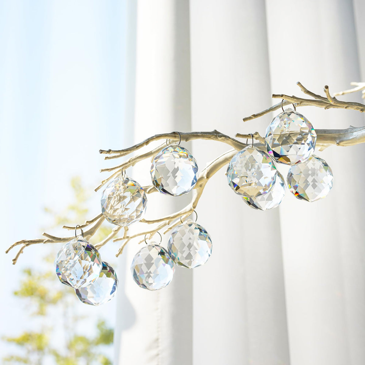 Crystal Prism 12PCS 1.2" Crystal Ball Prism K9 Glass Hanging Ornaments | Precision Faceted Cuts Brilliant Rainbow Reflections Ideal for Suncatchers Weddings DIY Crafts Chandeliers Home Decor