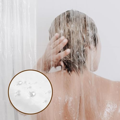 Barossa Design Oeko-tex Certified Shower Curtain Liner Standard Size, Clear | Waterproof PEVA, Rustproof Grommets, 3 Bottom Magnets, Cute Lightweight Bathroom Curtain, Fits Standard Tub 72" Length