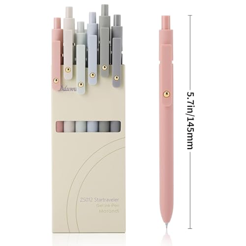Ddaowanx Gel Pens,6 Pcs 0.5mm Retractable Quick Dry Black Ink Pens | Fine Point Smooth Writing Pens for Nurses,Teachers,Cute Stationery Office&School Supplies,Gifts for Women