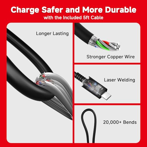 Charger for Nintendo Switch, 45W AC Adapter Fast Charging with 5ft Detachable USB C Cable, Compatible with Switch/OLED/Lite, Steam Deck, Support TV Mode, Original Quality