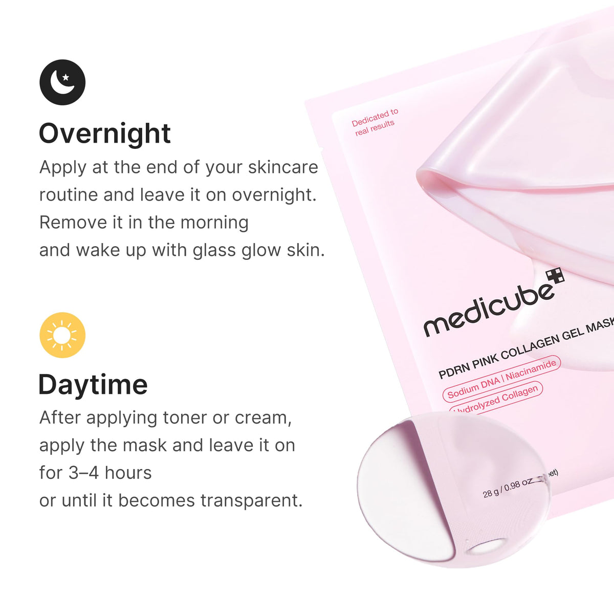 medicube Jelly Gel Mask with Salmon DNA PDRN Pink Collagen, Plump & Hydrate | Overnight Face Mask for Glass Glow Skin - Hydration, Firming, Moisturizing & Elasticity Care, Korean Skincare, 28g x 4ea