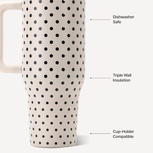 HydroJug Traveler 40oz, Insulated Water Bottle with Handle, French Vanilla | Triple wall insulated, flip straw lid, leak-resistant, stainless steel, cup holder friendly, BPA-free, dishwasher safe