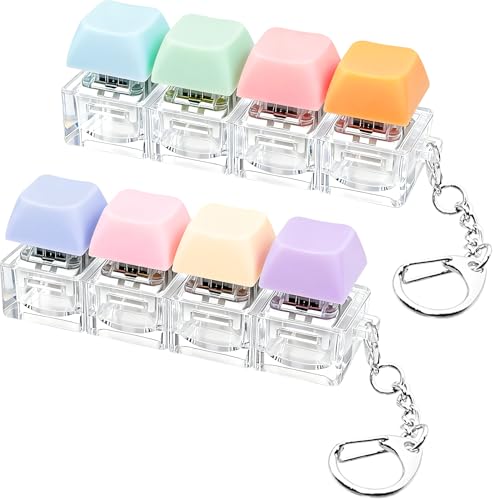 2 PCS Keyboard Fidget Toy, Keyboard Fidget Keychain 4-in-1 Keyboard Decompression Button Finger Clicker Toys (Purple Blue Pink Orange, General)