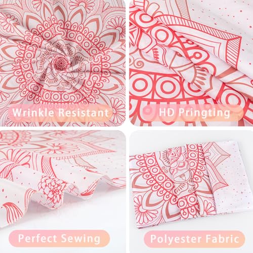 Apdidl Pink Boho Wall Tapestry for Bedroom,Mandala Bohemian Tapestries Girl | Girls Large Light Pink and White Cute Room Wall Hanging, Floral Hippy Flowers Teen Wall Decor Art Aesthetic for Dorm 51"X60"