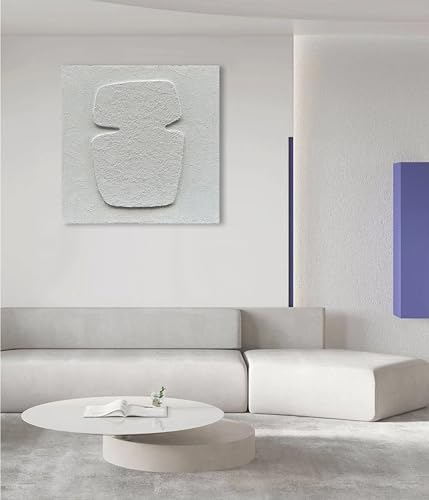 NANKAI Art Hand Painting Modern Minimalist Art Oil Painting White Thick Texture Abstract Painting 24x24 inch Canvas Wall Decorative Art