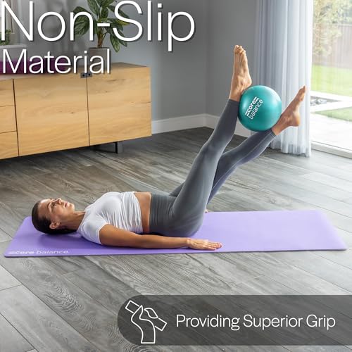 Core Balance Pilates Ball 9 Inch Anti Burst, Core Ball with Inflation Tube, Mini Pilates Ball for Physical Therapy, Small Exercise Ball for Yoga, Barre, Stretching and Core Stability Workout