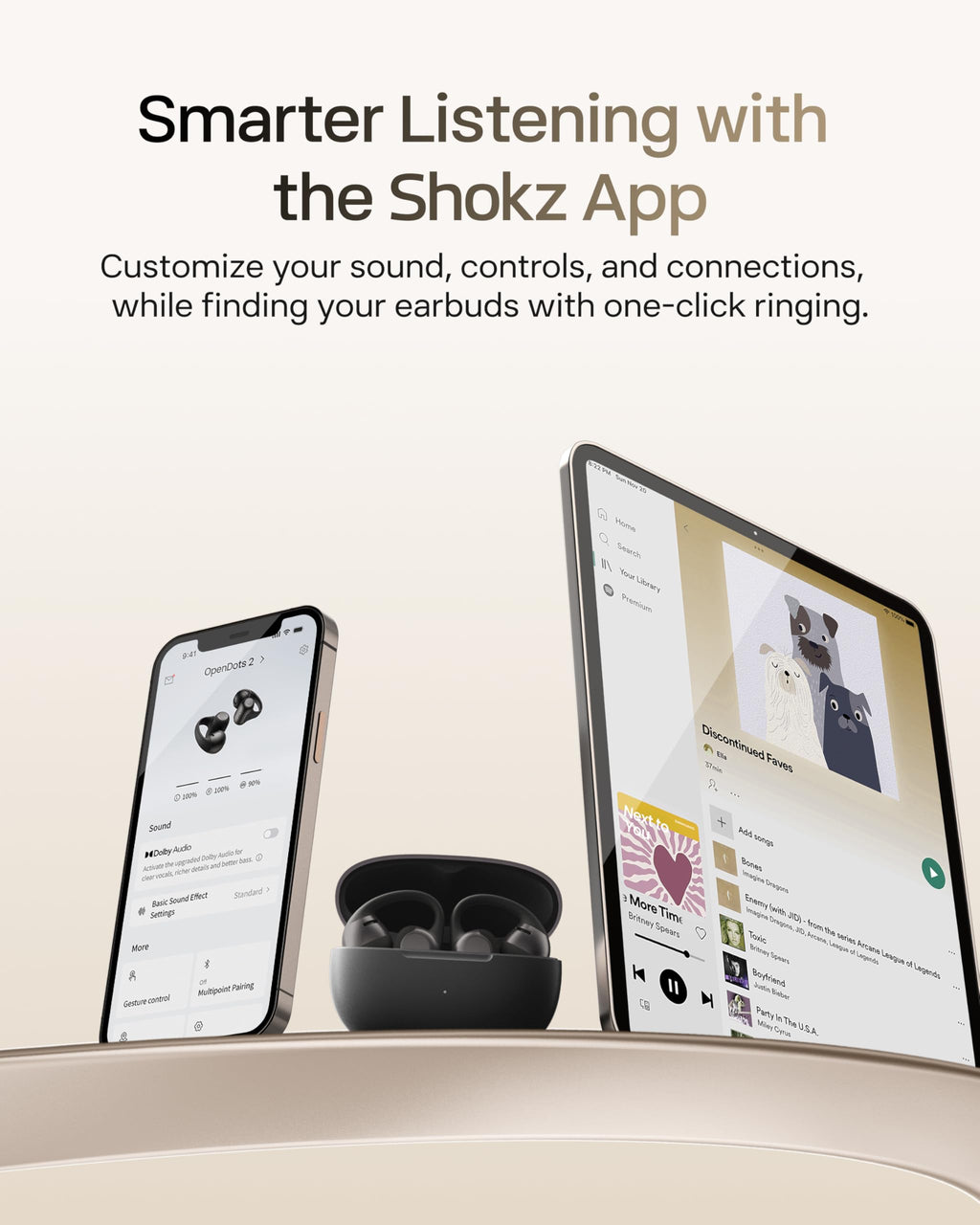 SHOKZ OpenDots 2 Open-Ear Clip-On Earbuds, Black, Dolby Audio, 3 Mics | Rich bass with Dolby Audio; 3-mic clear calls; 40H listening; IP57; Bluetooth 6.1; Travel/City walk/Commuting/Yoga/Pilates