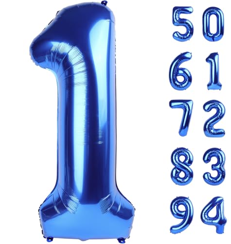 Navy Blue 1 Balloon - Number Balloon 40 Inch, 1st Birthday Decorations | Large foil number balloons for 1st birthday party, Navy Blue blow up birthday balloon numbers for women and men