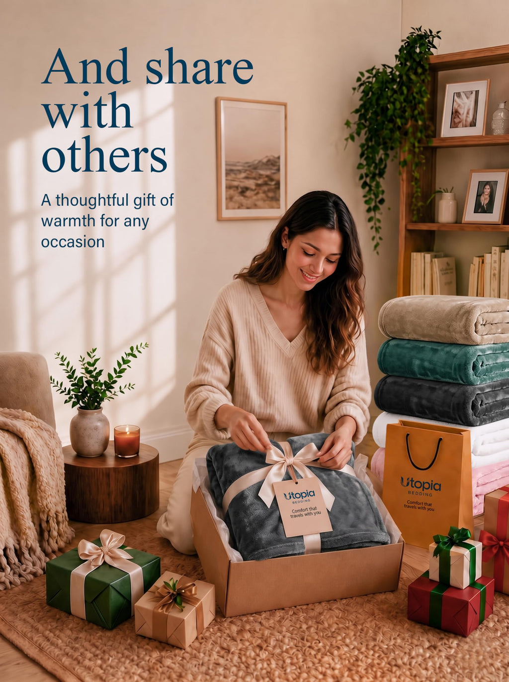 Utopia Bedding Ultra Soft Fleece Bed Blanket Queen Size Grey (90x90 Inches) | Microfiber Plush Warm Lightweight Breathable Cozy Blanket Anti-Static, All Season Use, Gift for Women and Men