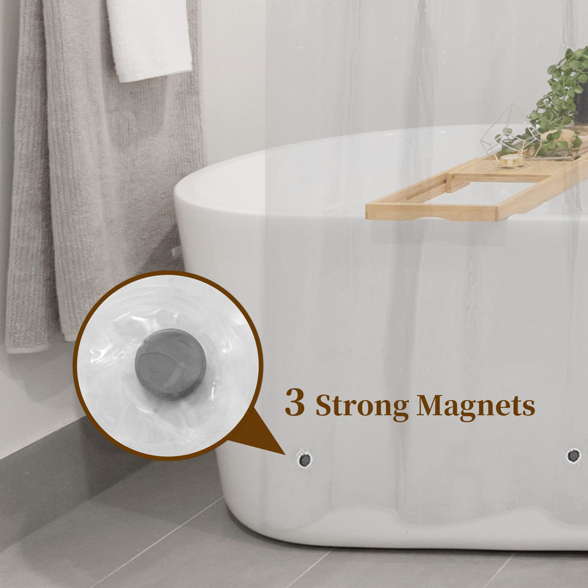 Barossa Design Oeko-tex Certified Shower Curtain Liner Standard Size, Clear | Waterproof PEVA, Rustproof Grommets, 3 Bottom Magnets, Cute Lightweight Bathroom Curtain, Fits Standard Tub 72" Length