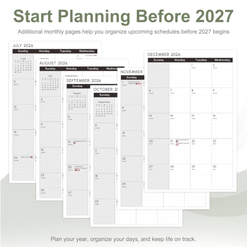 2027 Planner, Weekly and Monthly Calendar Planner Book, 12 Month Agenda, A5 | January 2027 - December 2027, Hardcover, Spiral Bound, Inner Pocket, Home School and Office Supplies, Yearly Planning