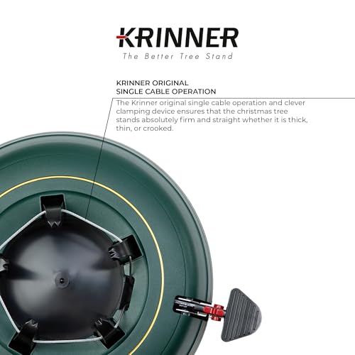 Krinner Tree Genie XL Tree Stand, Green - Fits 10 ft Trees | Original Single-Cable System, Foot Pedal Operation, Water Level Indicator, Ratchet Lock, No Assembly Required