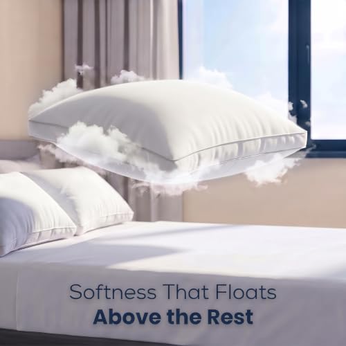Utopia Bedding Gusset Bed Pillow, Hotel Pillows Queen Size Set of 2, White | Cotton Blended Down alternative pillows for sleeping, soft fluffy cooling comfort for Back, side & stomach sleepers, 2 pack