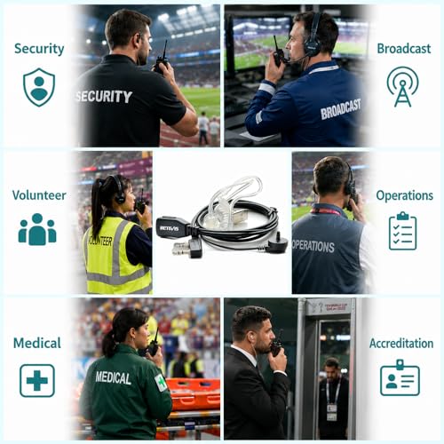 Retevis Walkie Talkie Earpiece with Mic, for RT22/RT21/RT68/H777/RT86 | Acoustic Tube, Compatible with Pxton, Baofeng BF-888S, Kenwood walkie talkies, Security Surveillance Headset(10 Pack)