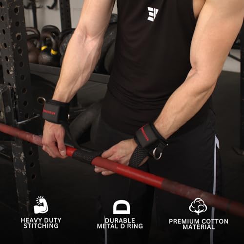 Ekkovision EKKO Weight Lifting Straps With Cuffed D Ring, Wrist Support for Men, Heavy Duty Thick Comfortable Lifting Straps, Secure Fit, Enhanced Grip, Straps for Weightlifting & Gym Training